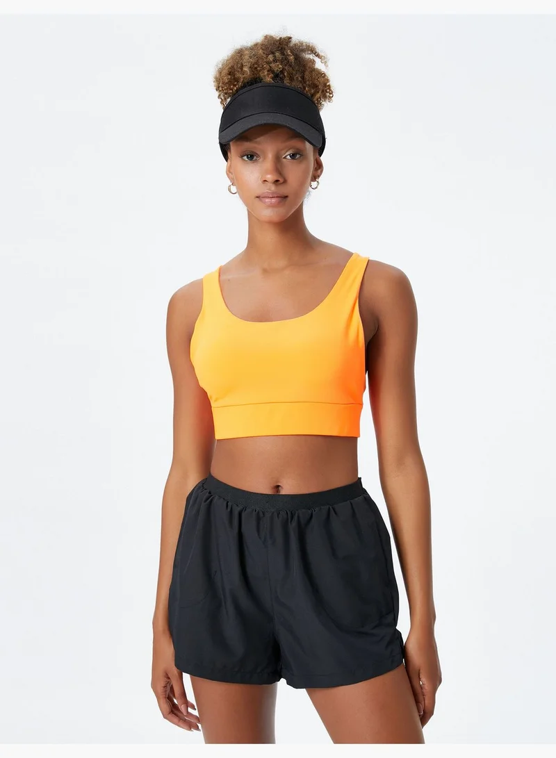 KOTON Criss Cross Back Detail Printed Sport Bra