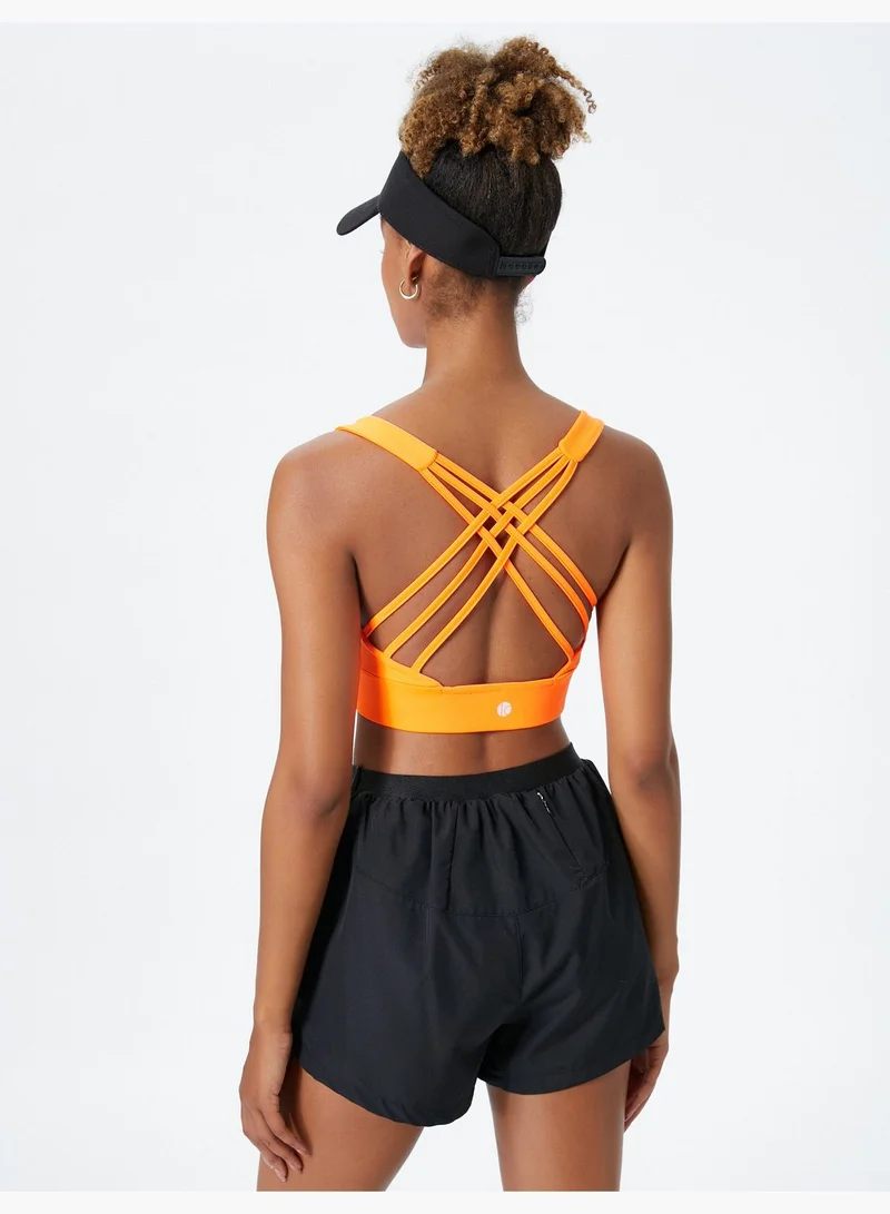 KOTON Criss Cross Back Detail Printed Sport Bra