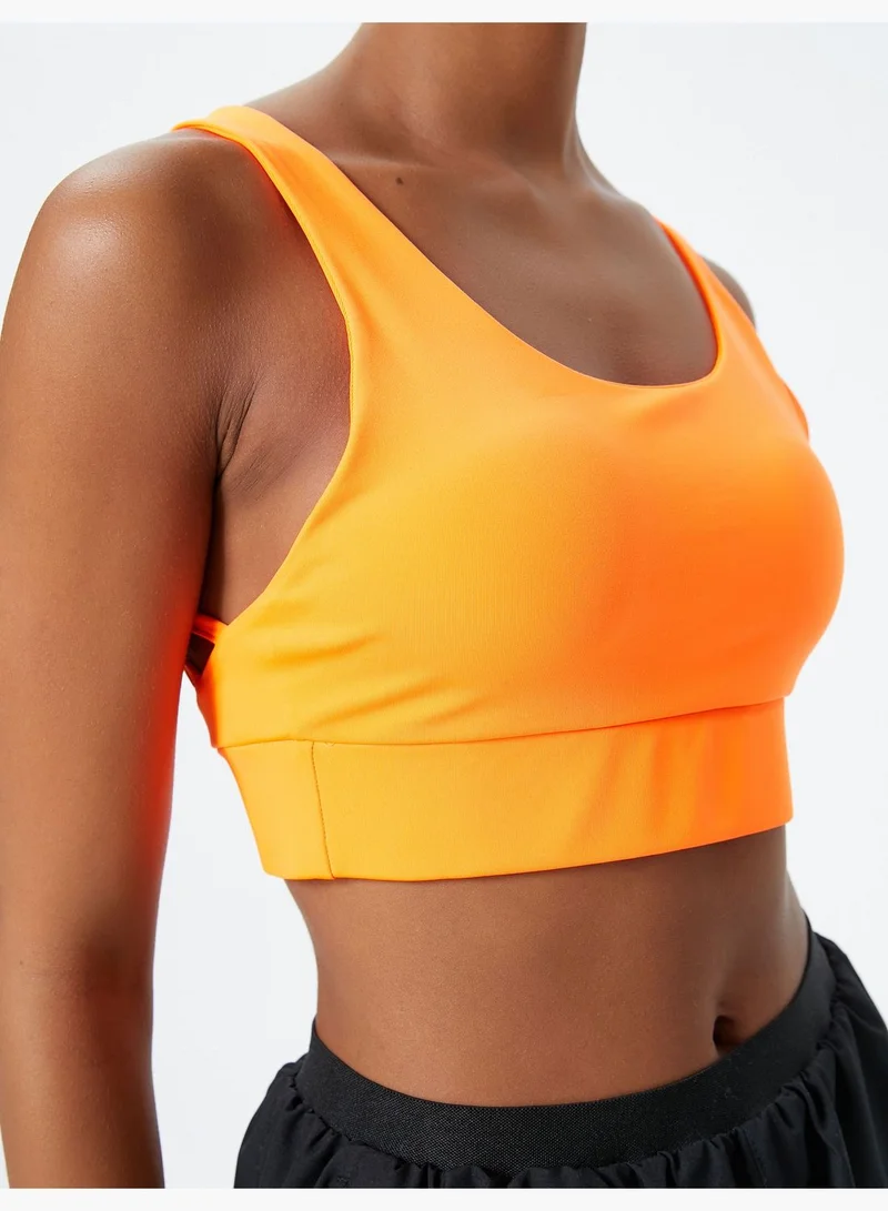 KOTON Criss Cross Back Detail Printed Sport Bra