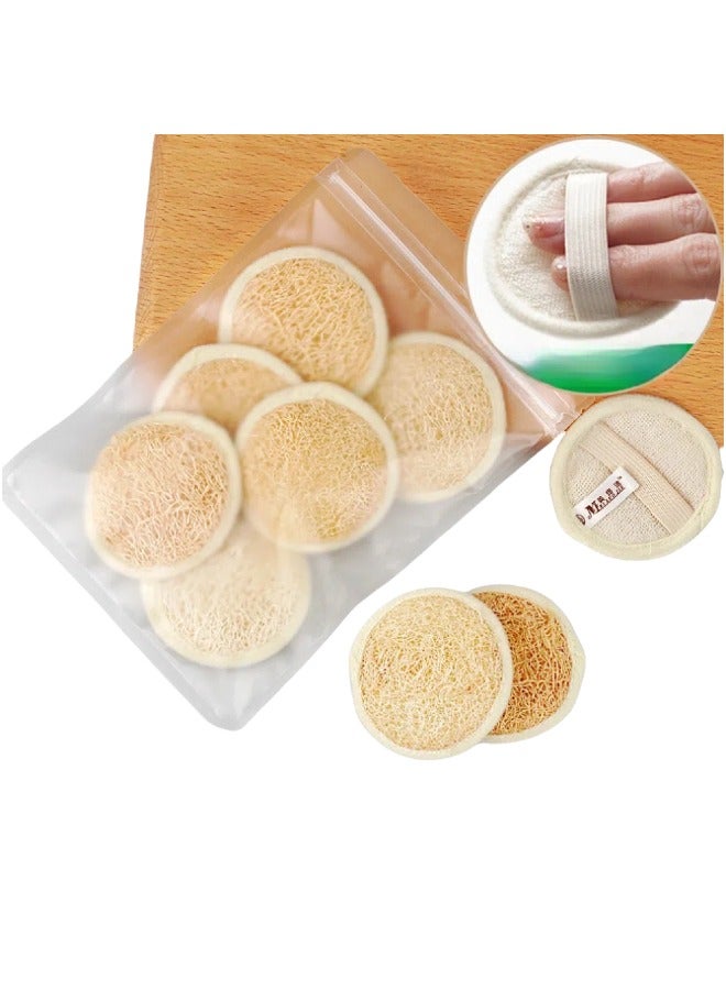 Journey Mate 6-Pack Natural Loofah Facial Pads, Gentle Exfoliating Face Scrub Sponges, Deep Cleansing Wash Puffs for Makeup Removal, Plant-Based Unscented Skincare Tool for Men & Women - Image 1