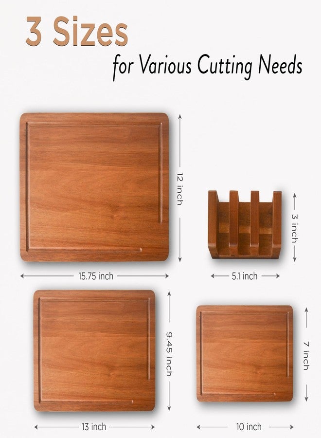 MAJURI Acacia wood Cutting Board - 11 PCS set, Extra large wood cutting boards with holder, Deep Juice Grooves, Halloween Charcuterie Board, Cutting boards non toxic for kitchen, Ideal Gift for Birthday - Image 3