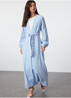 trendyol Blue Glitter Detailed Woven Cap & Abaya & Abaya TCTSS24KF00035  - Image 1