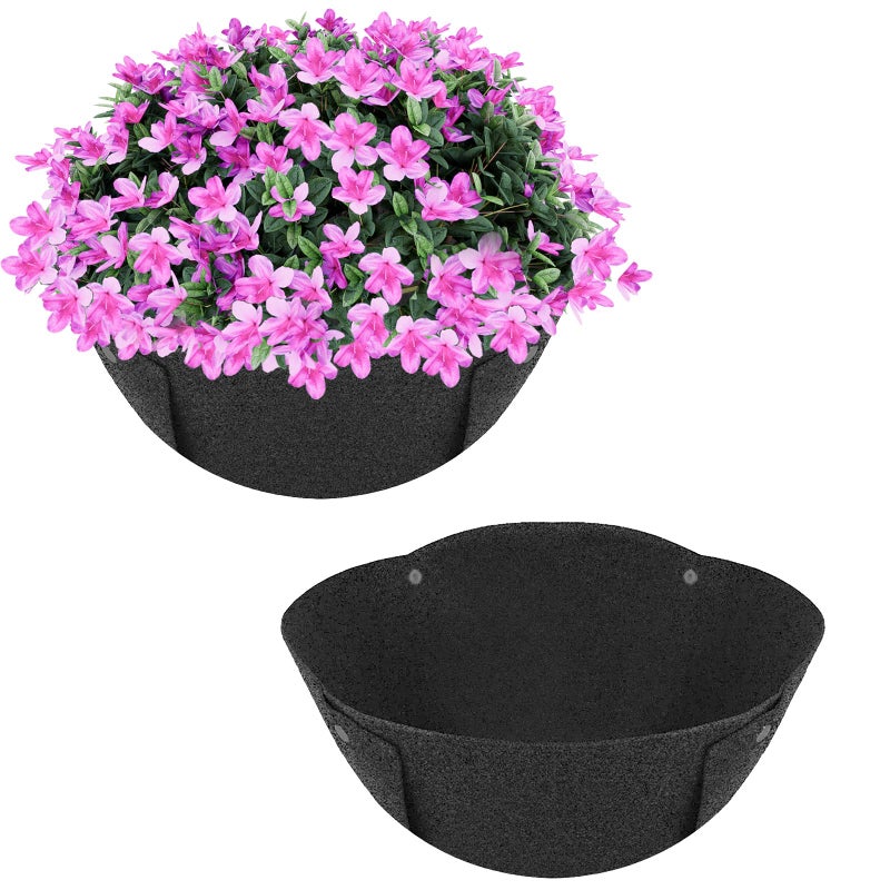 HKZ Hanging Planter Basket Liners 2 Pack 14 Inch Round Fabric Liners for Hanging Baskets Replacement Coco Fiber Liner Durable NonWoven Liners for Hanging Baskets Planters Flowers Plants Black - Image 2