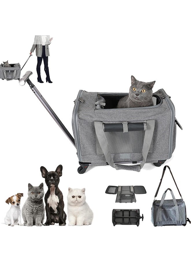 XiuWoo Pet Carrier Cat Wheeled Bag with Detachable Wheels Plenty of Room Large Space Trolley Collapsible and Breathable Car Seat Travel Vet Appointments for Small Dog Puppy Kitten  - Image 1