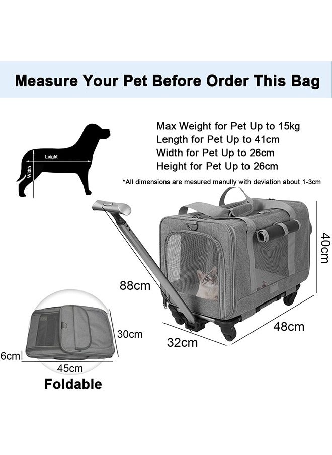 XiuWoo Pet Carrier Cat Wheeled Bag with Detachable Wheels Plenty of Room Large Space Trolley Collapsible and Breathable Car Seat Travel Vet Appointments for Small Dog Puppy Kitten  - Image 5