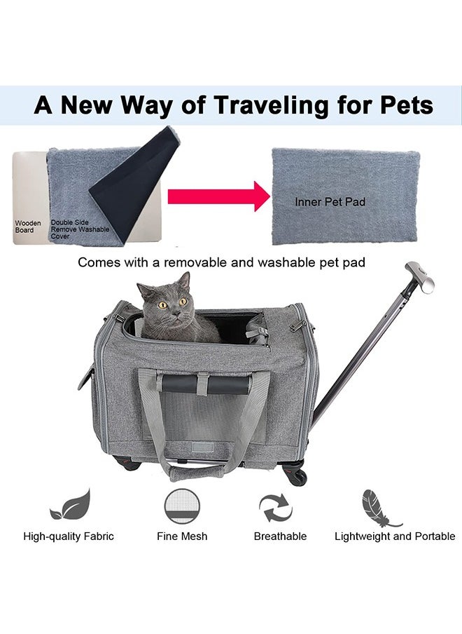 XiuWoo Pet Carrier Cat Wheeled Bag with Detachable Wheels Plenty of Room Large Space Trolley Collapsible and Breathable Car Seat Travel Vet Appointments for Small Dog Puppy Kitten  - Image 4
