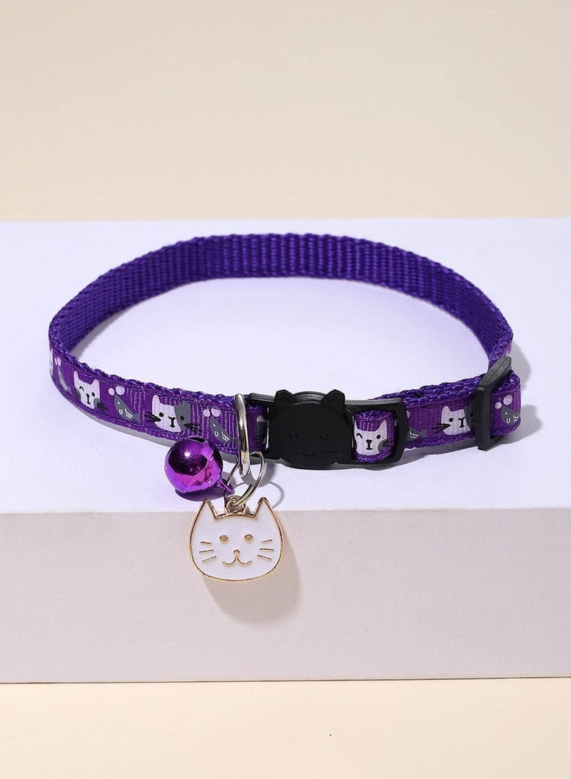 Indoor Cat Collar with Bell and Cute Charm - purple - Image 1