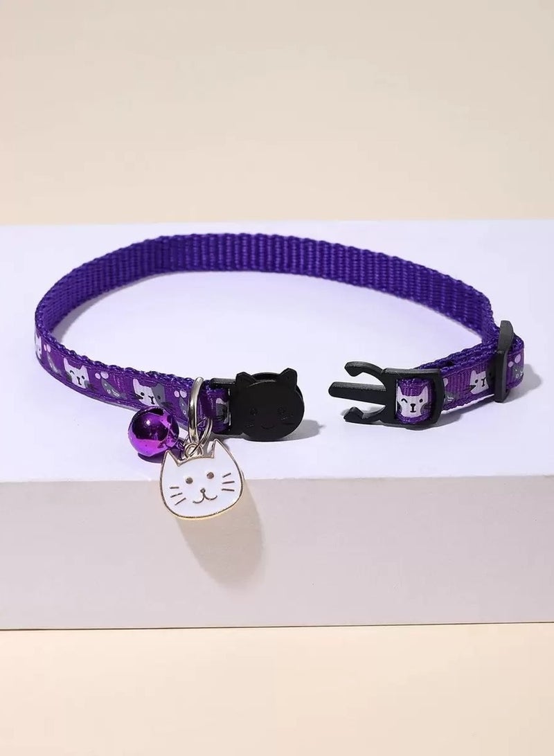 Indoor Cat Collar with Bell and Cute Charm - purple - Image 3