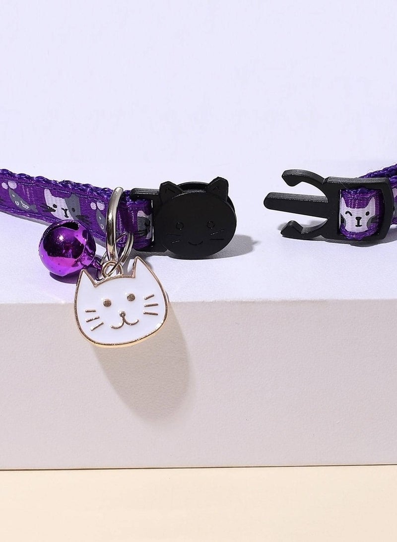 Indoor Cat Collar with Bell and Cute Charm - purple - Image 4