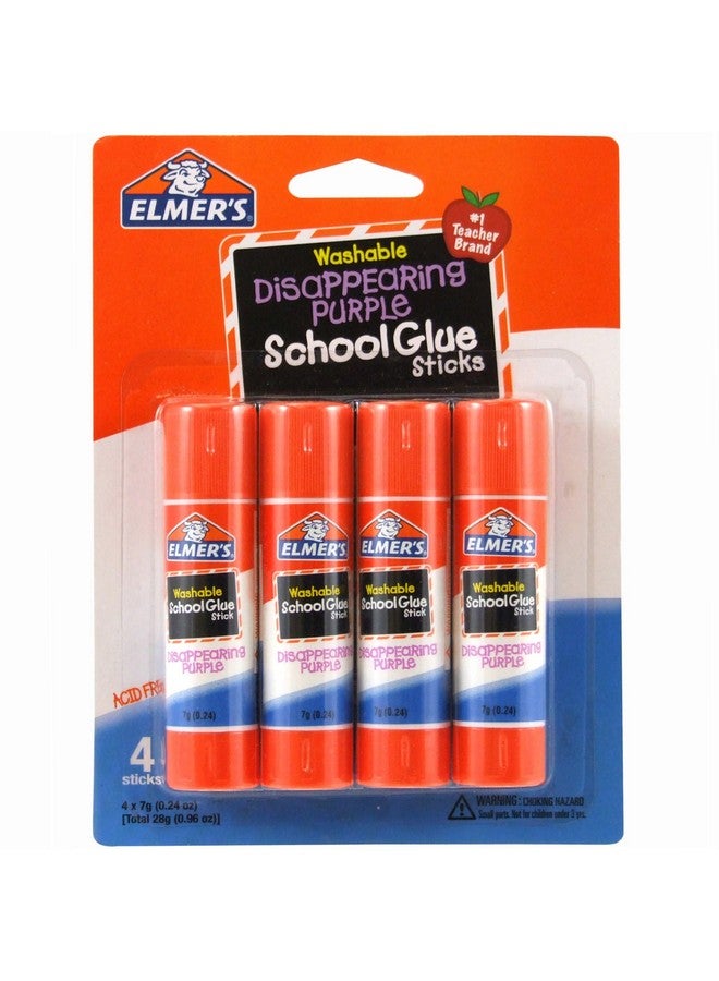 إلمرز أعواد غراء مدرسية أرجوانية اللون من Elmer's، 0.24 أونصة لكل منها، 4 أعواد في كل عبوة (E543) - Image 1