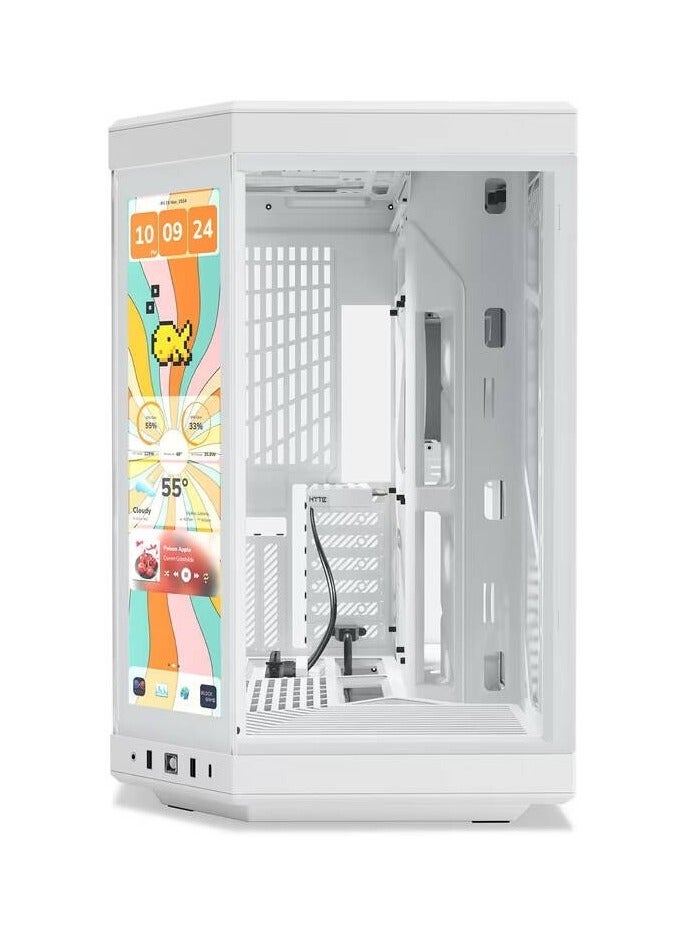 HYTE Y70 Touch Infinite ATX Mid-Tower PC Case with 14.5" 2.5K Multi-Touch LCD, Dual-Chamber Design, Supports ITX/mATX/ATX/EATX, PCIe 4.0 Riser Cable, RGB, USB-C 3.2 Gen 2, Extensive Cooling (Up to 360mm Radiators), 2x 3.5" & 4x 2.5" Storage Bays, GPU up to 422mm, Snow White | CS-HYTE-Y70TI-WW  - Image 2