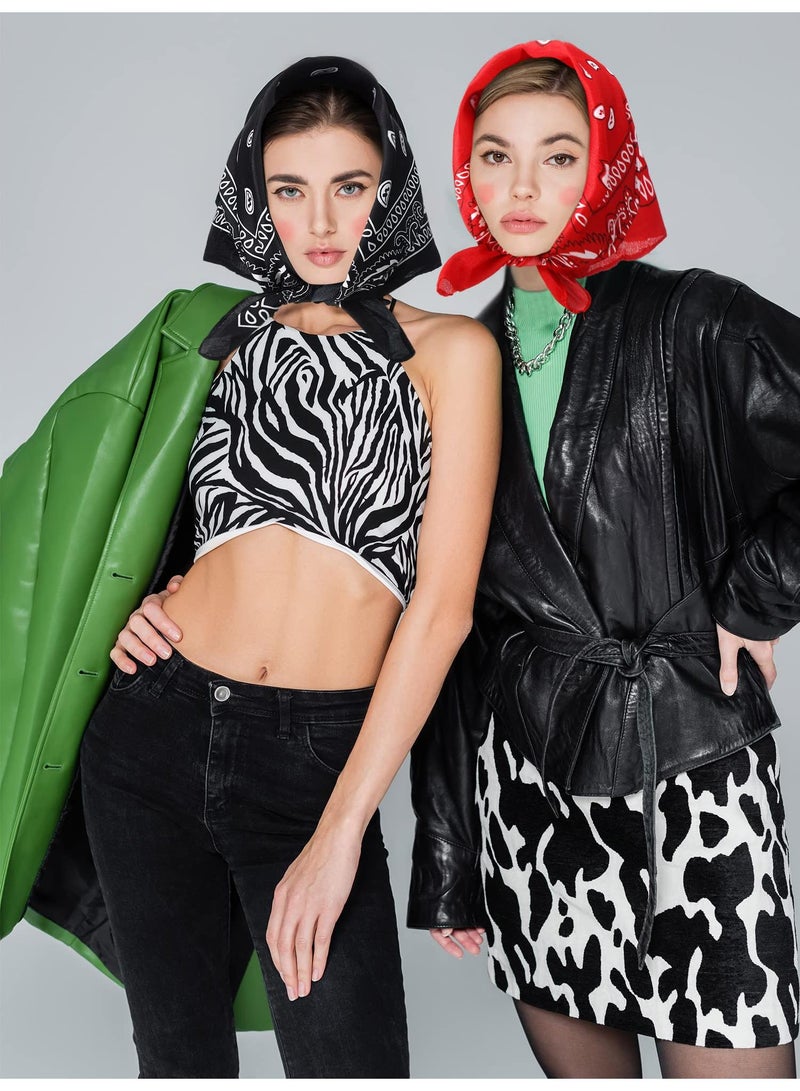 Sweet seven Versatile 4-Pack Multi-Purpose Bandanas: Cycling, Headband, Face Mask, Neckerchief, Handkerchief - Men, Women, Hip-Hop Sporting - Black, Purple, Blue, Red - Image 4