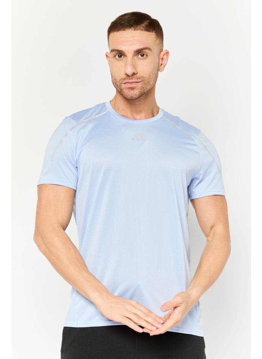 Adidas - Men Sportswear Fit Brand Logo Short Sleeves Running T-Shirt, Lilac - Image 1