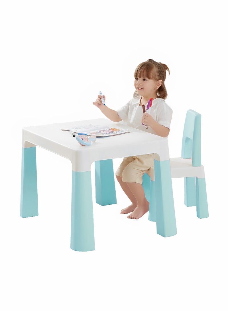 MaBaby Toddler Kids Table And Two Chair Set, Creative Drawing And Learning Table And Chair With Concealed Drawer - Image 1