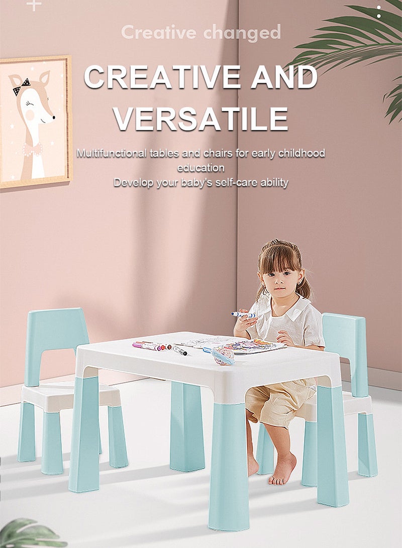 MaBaby Toddler Kids Table And Two Chair Set, Creative Drawing And Learning Table And Chair With Concealed Drawer - Image 2