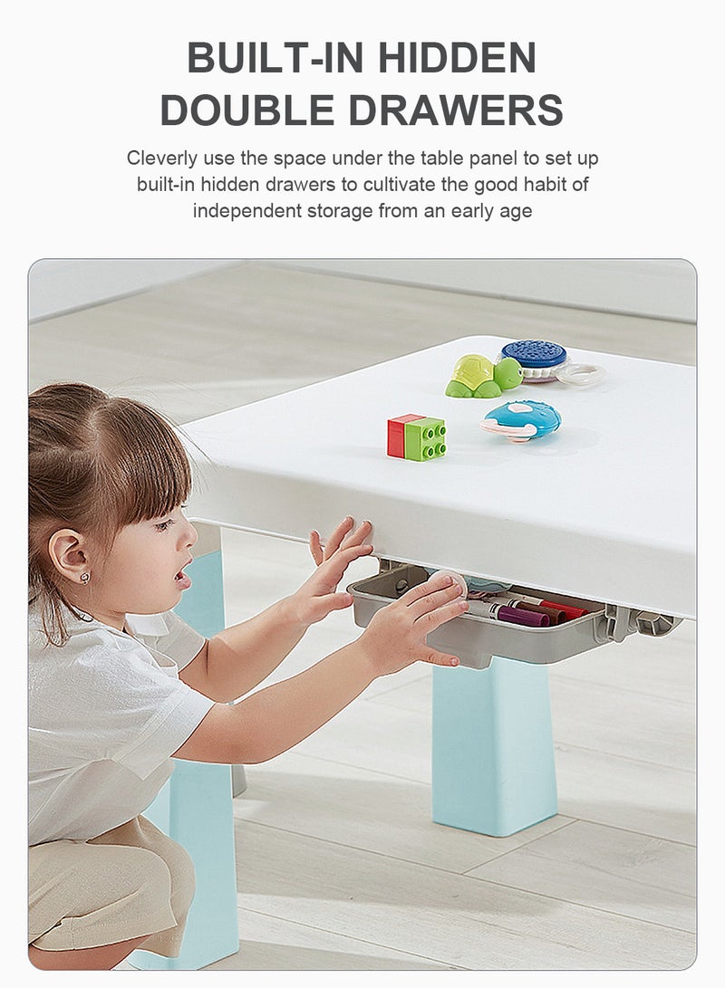 MaBaby Toddler Kids Table And Two Chair Set, Creative Drawing And Learning Table And Chair With Concealed Drawer - Image 3