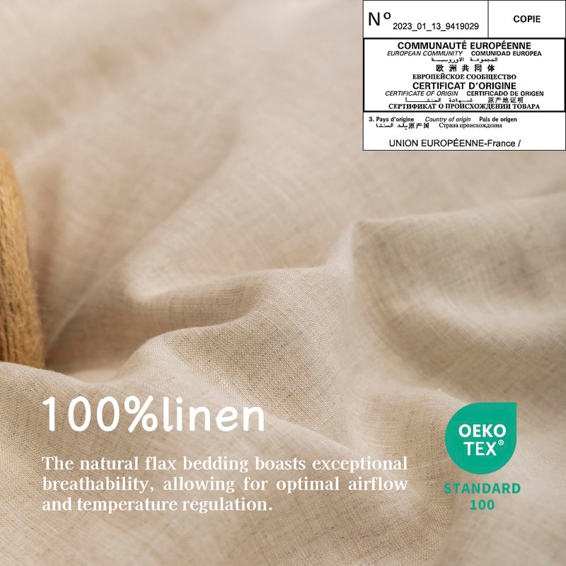 EVERLY 100% Linen Pillowcases Set of 2, French Linen from Normandy, 20X26Inch Standard Size, Natural Color, Coconut Buttons Closure, Flax Pillowshams-Pillowcase-Linen - Image 3