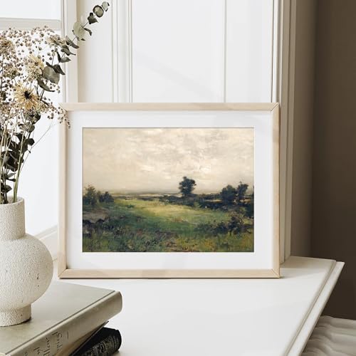 XOCUUI Vintage Landscape Unframed Canvas Wall Art, Vintage Rural Hill Prints, The Vast Grassland Classic Wall Prints Farmhouse Bathroom Office Decor - 11x14in - Image 2