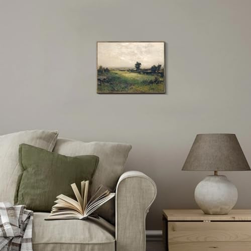 XOCUUI Vintage Landscape Unframed Canvas Wall Art, Vintage Rural Hill Prints, The Vast Grassland Classic Wall Prints Farmhouse Bathroom Office Decor - 11x14in - Image 3