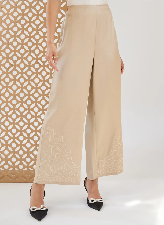 ستايلي Styli Embroidered Wide Leg Tailored Pants