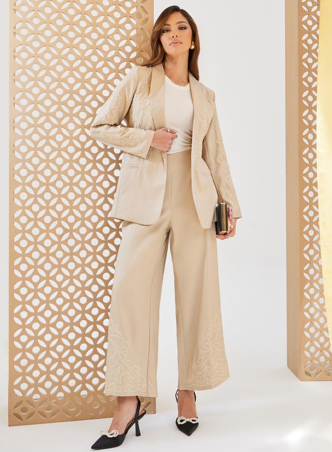Styli Styli Embroidered Wide Leg Tailored Pants  - Image 1