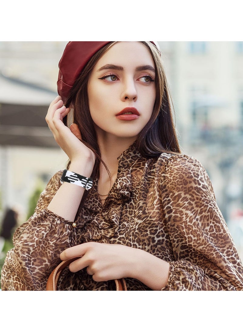 Strap for Huawei Band 10/9/8 Hand-woven Adjustable Strap,Compatible for Huawei Band 10/9/8 Replacement Nylon Wristband Strap,Black and White - Image 5