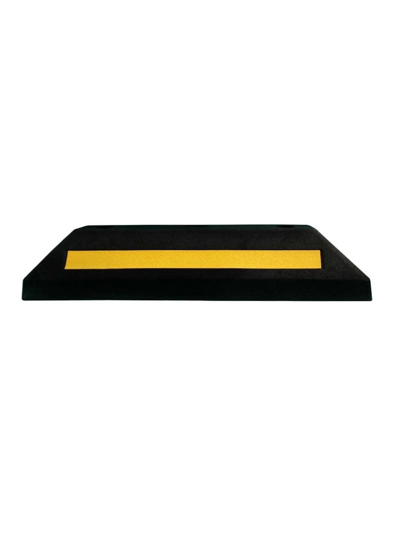 BERRY - BERRY Wheel Stopper 57CM Black | Rubber Parking Wheel Stops for Car Parking Areas | Heavy Duty Parking Blocks Black with Yellow Strips (1Pcs) - Image 1