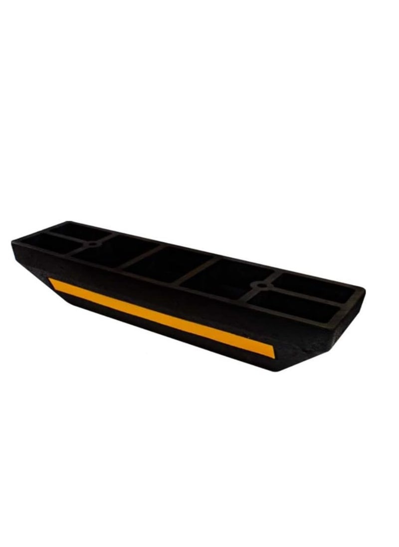 BERRY - BERRY Wheel Stopper 57CM Black | Rubber Parking Wheel Stops for Car Parking Areas | Heavy Duty Parking Blocks Black with Yellow Strips (1Pcs) - Image 1