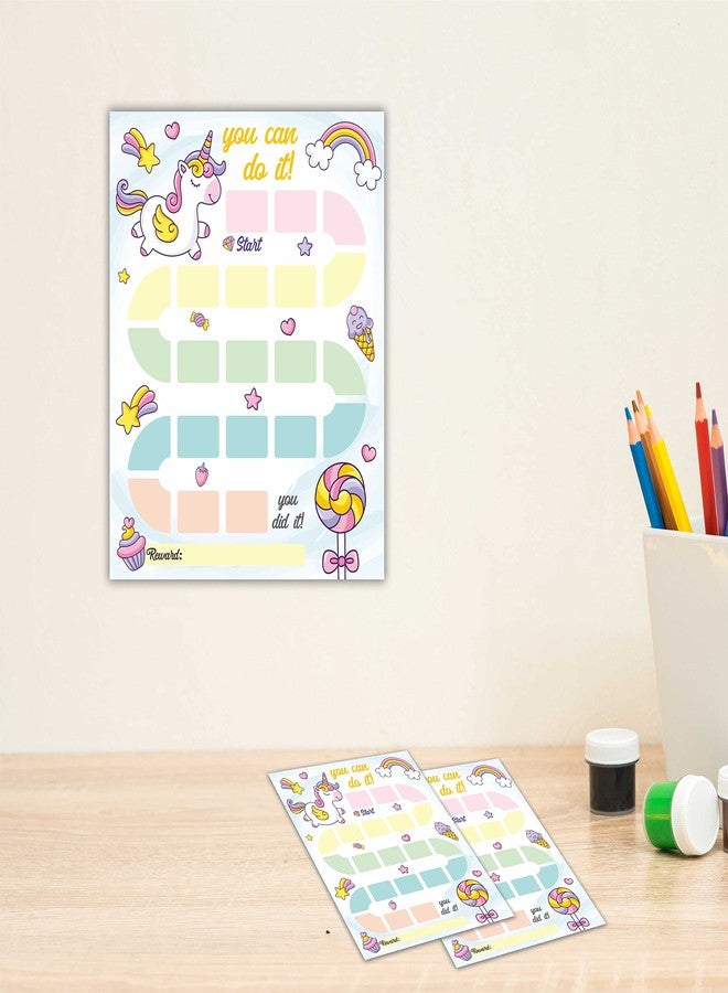 JCVUK Unicorn Theme Reward Chart with Golden Star Stickers, Incentive Chart, Rainbow Chore Chart, Positive Behavior, Routine Chart for Kids, Toddler Homework Assignments, Attendance(8"X10")-CHART-B03 - Image 4