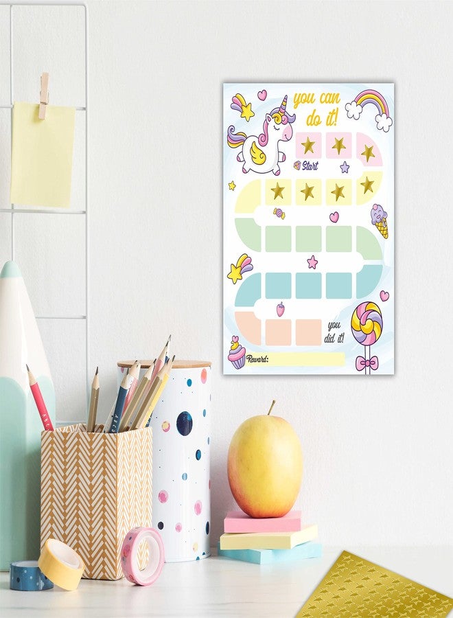 JCVUK Unicorn Theme Reward Chart with Golden Star Stickers, Incentive Chart, Rainbow Chore Chart, Positive Behavior, Routine Chart for Kids, Toddler Homework Assignments, Attendance(8"X10")-CHART-B03 - Image 5