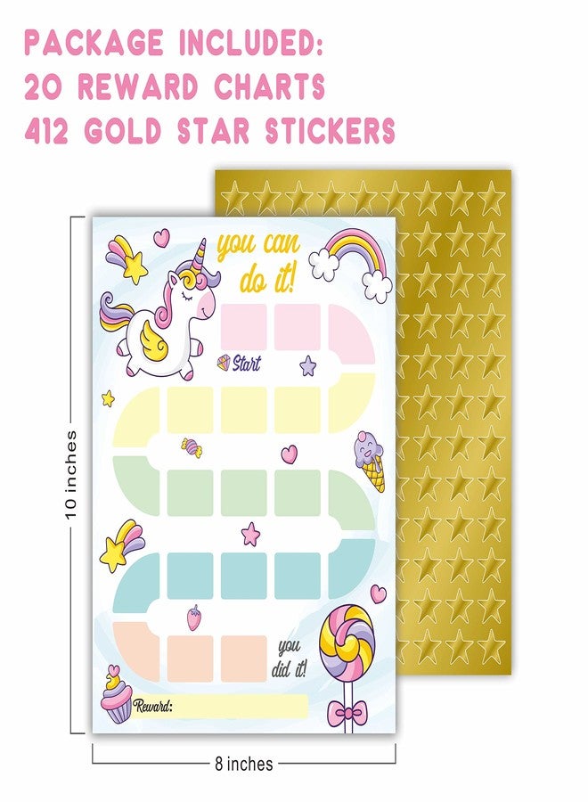 JCVUK Unicorn Theme Reward Chart with Golden Star Stickers, Incentive Chart, Rainbow Chore Chart, Positive Behavior, Routine Chart for Kids, Toddler Homework Assignments, Attendance(8"X10")-CHART-B03 - Image 2