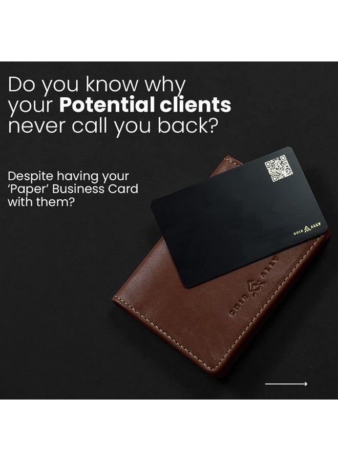 CUIR ALLY Customizable NFC Business Card - Black with Gold Foil Name Printing - Tap or QR scan to Share Contact Instanty - Digital Visiting Card for Smart Networking - Image 2