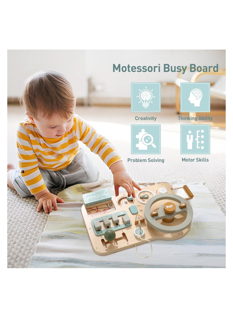 Beauenty Montessori Wooden Car Steering Wheel Busy Board for Toddlers, Sensory Activity Toy to Enhance Fine Motor Skills and Educational Play, Perfect Gift for Kids. - Image 3