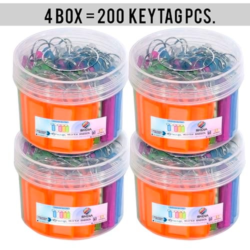 SNDIA Plastic 200 Pcs Key Tag Multicolor Keyring & Keychain With Name Tag Labels Assorted Keychain With Two Side Id Label And Split Ring For Office, Home Key - Image 2