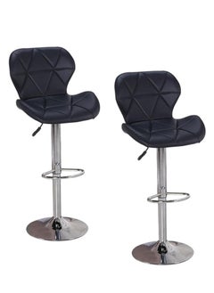 Generic 2 PCS Bar Stools Bar Chairs PU Leather Adjustable Swivel Chair with Back and Footrest Coffee Chair for Home Kitchen（Black）  - Image 2