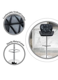 Generic 2 PCS Bar Stools Bar Chairs PU Leather Adjustable Swivel Chair with Back and Footrest Coffee Chair for Home Kitchen（Black）  - Image 4