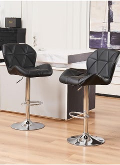 Generic 2 PCS Bar Stools Bar Chairs PU Leather Adjustable Swivel Chair with Back and Footrest Coffee Chair for Home Kitchen（Black）  - Image 3