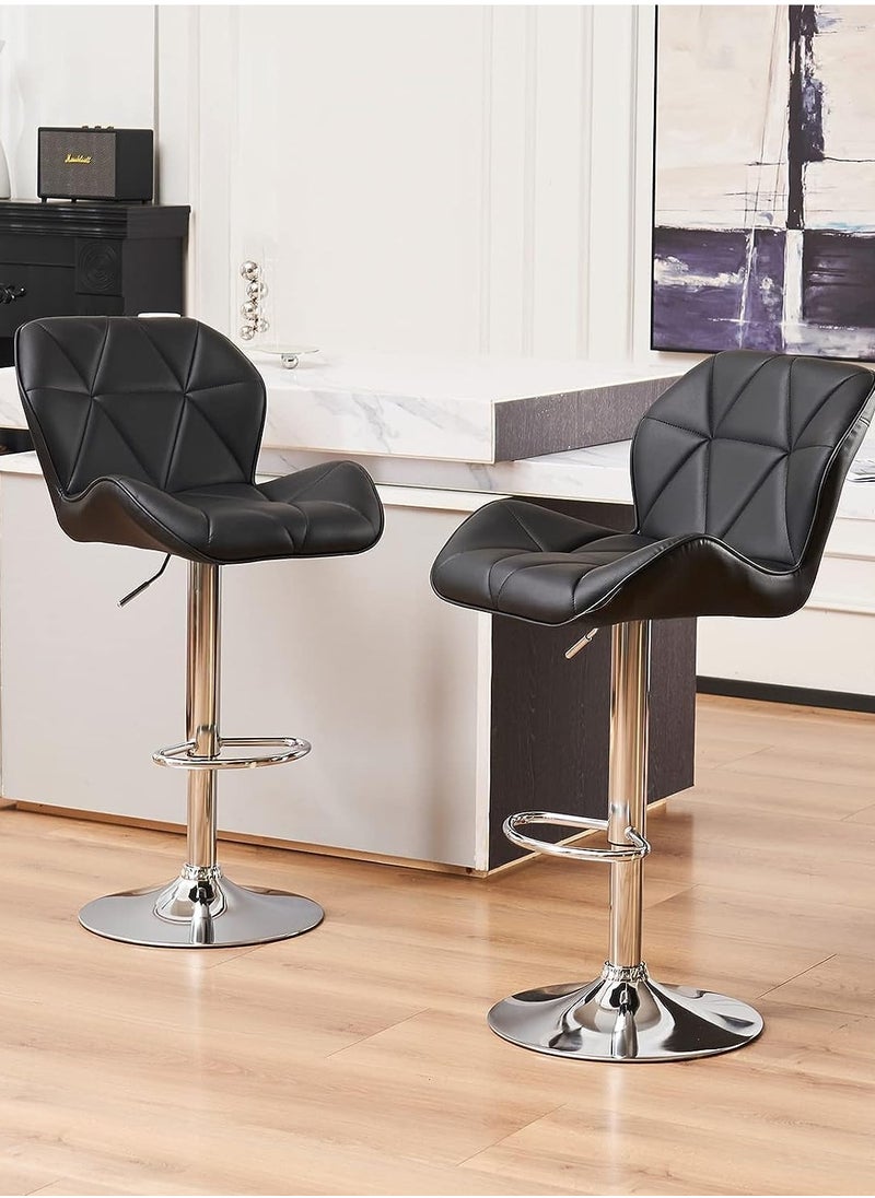 Generic 2 PCS Bar Stools Bar Chairs PU Leather Adjustable Swivel Chair with Back and Footrest Coffee Chair for Home Kitchen（Black）  - Image 3