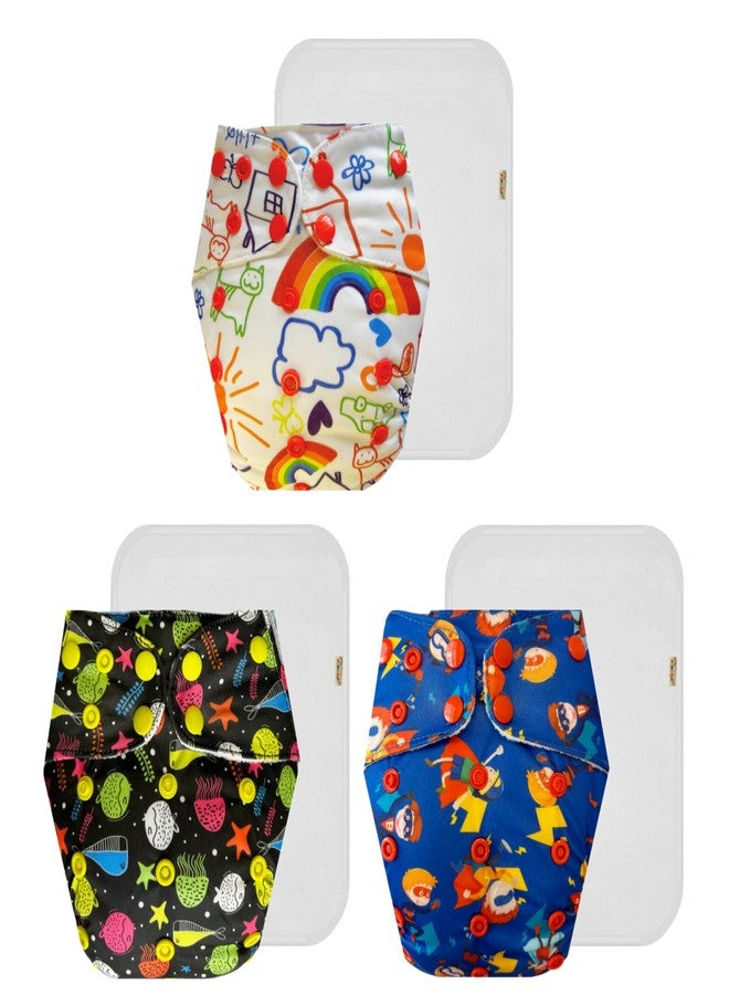 حفاضات دمبلدو القماشية الممتازة مع حشوة قطنية (عبوة من 3) | ناعمة ولطيفة | وسادة ماصة بست طبقات | سريعة الجفاف | مثالية لفصل الصيف الهندي | من 3 أشهر إلى 3 سنوات | للجنسين - Image 1