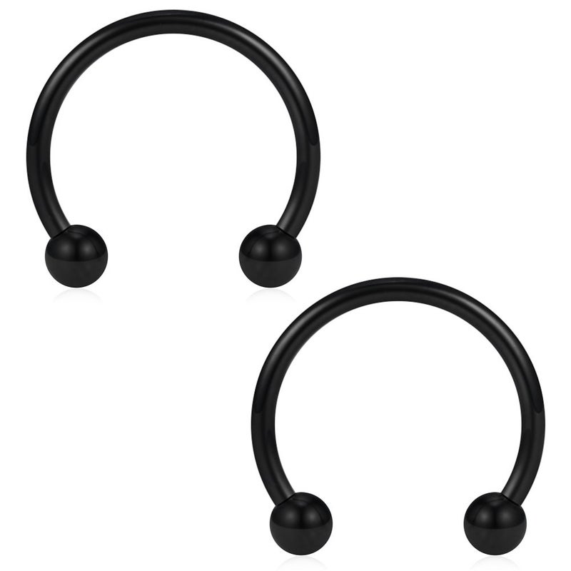 Scerring 8Pcs 16G Stainless Steel Nose Septum Horseshoe Earring Eyebrow Septum Lip Helix Tragus Cartilage Piercing Ring 6Mm 8Mm 10Mm 12Mm - Black - Image 3