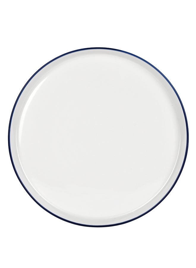 Ollieroo 12 piece Porcelain Dinnerware Set, Set for 4, Microwave & Dishwasher Safe, White and Blue Rim - Image 2