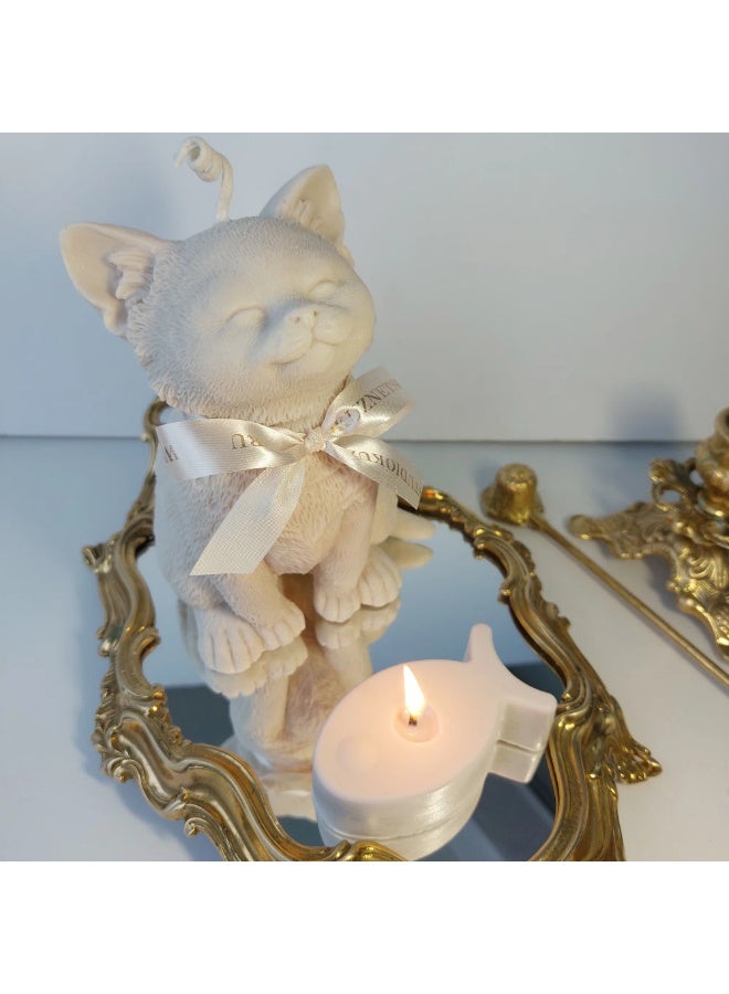 Cat & Fish Candle Set – 100% Natural Beeswax Scented Candles in Ivory, Eco-Friendly Smoke-Free Flame, Decorative Gift for Cat Lovers & Home Decor  - Image 1