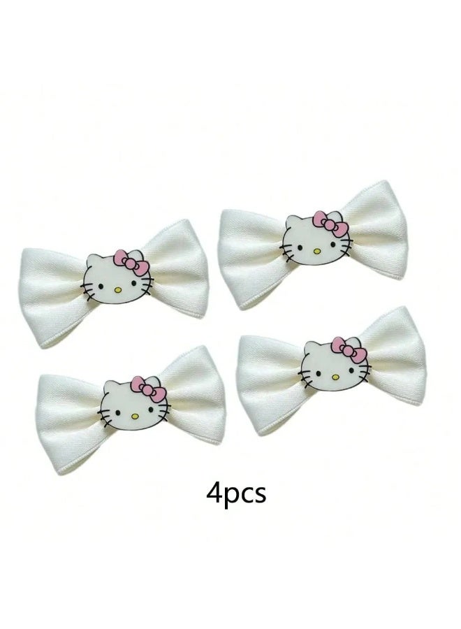 هالو كيتي مشابك شعر هيلو كيتي مجموعه من 4 قطع مشابك شعر مصنوعه من قماش الساتان الناعم الذي لا يتشابك مع الشعر. - Image 4