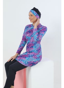 Medipek Lycra Patterned Fully Covered Hijab Swimsuit  - Image 1