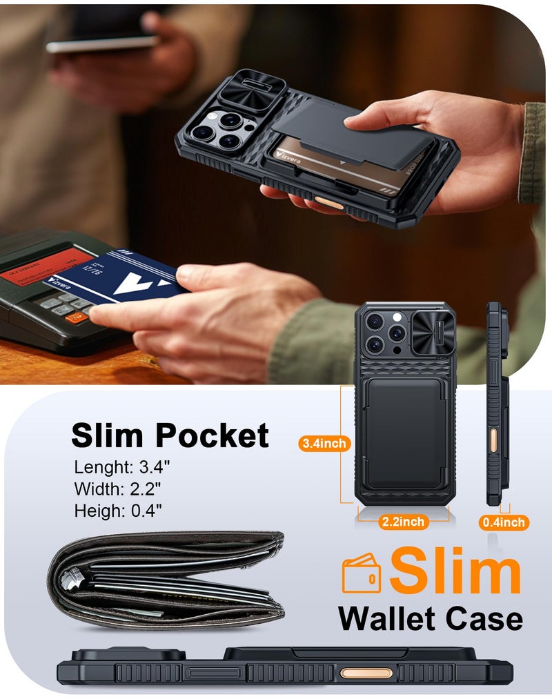 Vizvera for iPhone 16 Pro Max Case Wallet RFID [Cards Holder][Camera Control][Camera Cover] Full Body Rugged Shockproof Silicone Protective Phone Case for iPhone 16 Pro Max 6.9"(Black) - Image 4