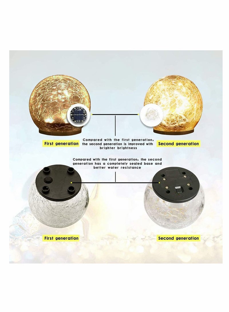 KASTWAVE Garden Solar Lights, Cracked Glass Ball Waterproof Warm White LED for Outdoor Pathway Patio Yard Lawn Decor, 1 Globe (3.9”) - Image 5