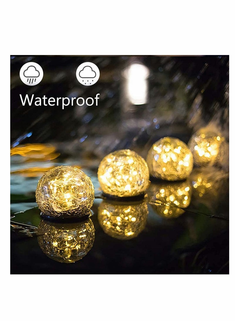 KASTWAVE Garden Solar Lights, Cracked Glass Ball Waterproof Warm White LED for Outdoor Pathway Patio Yard Lawn Decor, 1 Globe (3.9”) - Image 4