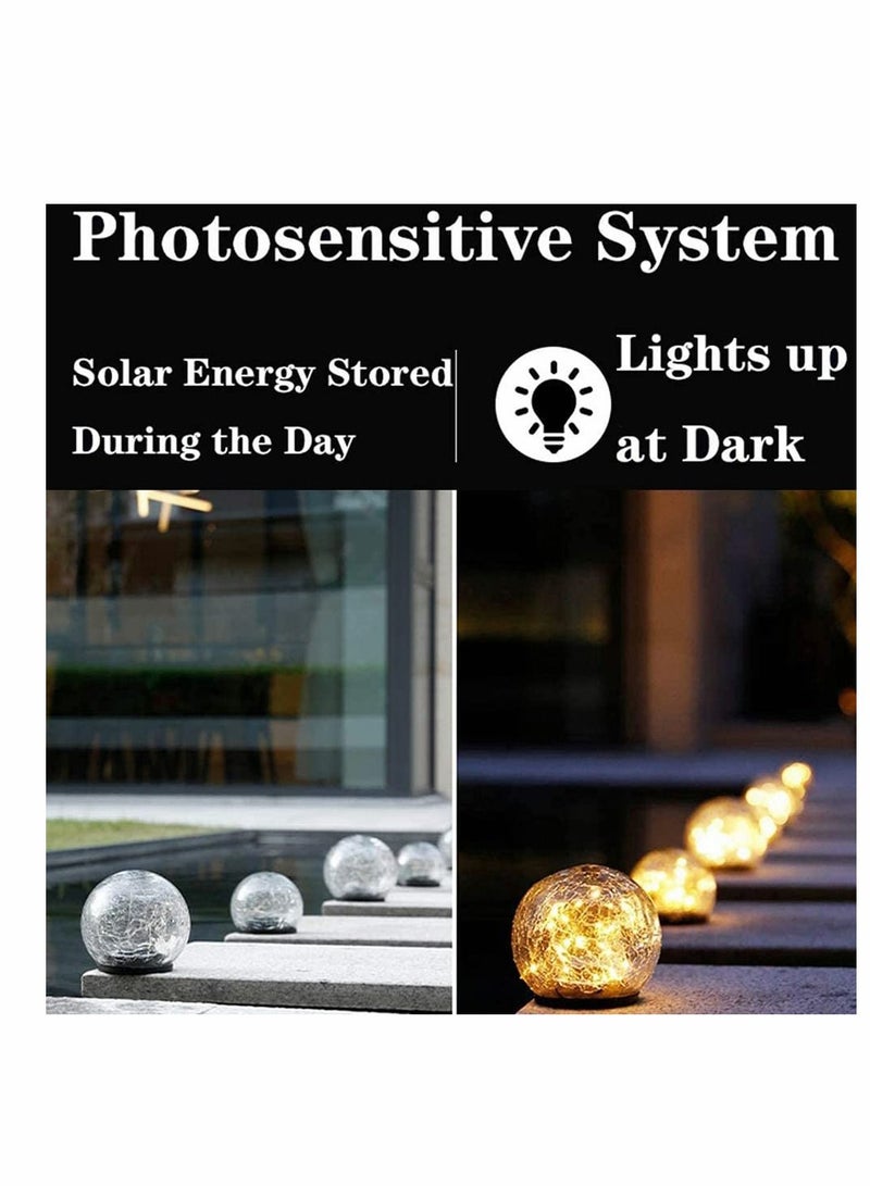KASTWAVE Garden Solar Lights, Cracked Glass Ball Waterproof Warm White LED for Outdoor Pathway Patio Yard Lawn Decor, 1 Globe (3.9”) - Image 3
