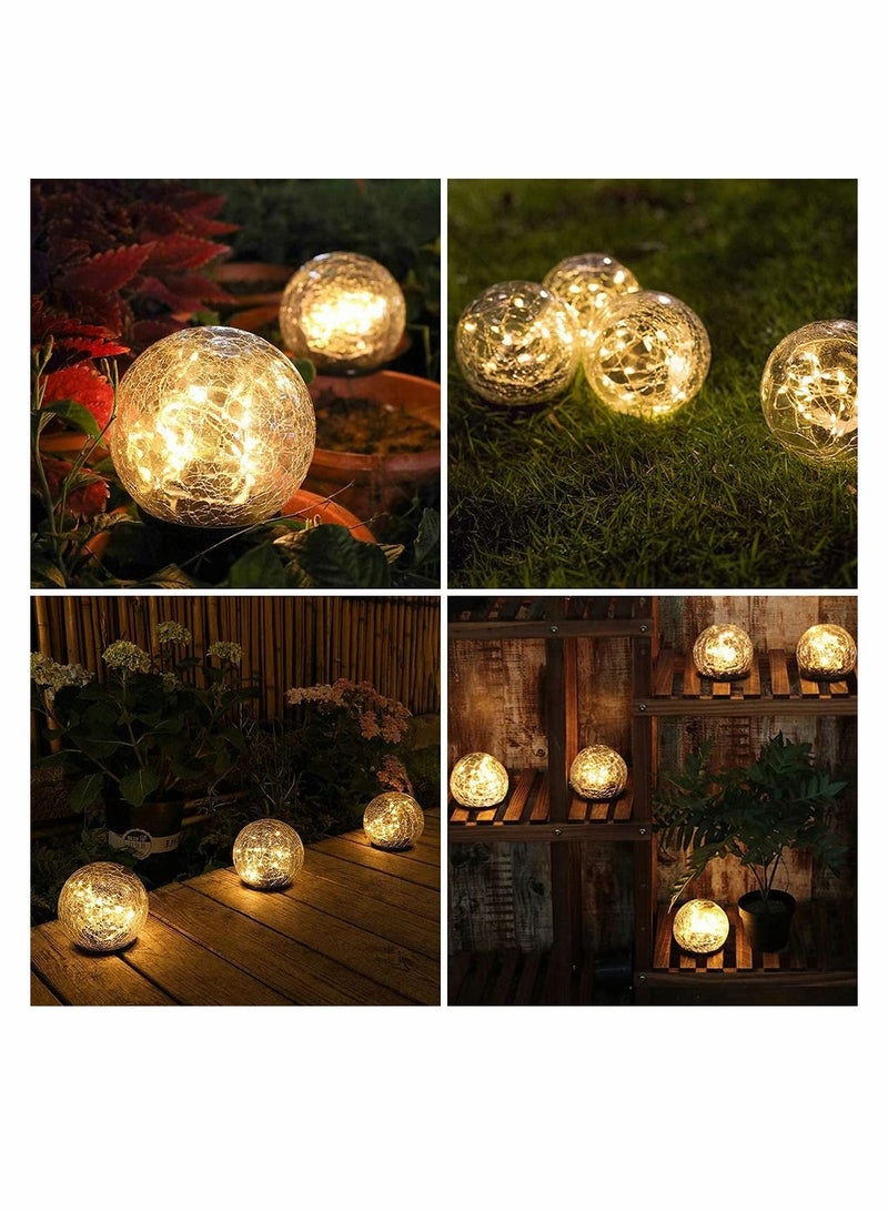 KASTWAVE Garden Solar Lights, Cracked Glass Ball Waterproof Warm White LED for Outdoor Pathway Patio Yard Lawn Decor, 1 Globe (3.9”) - Image 2