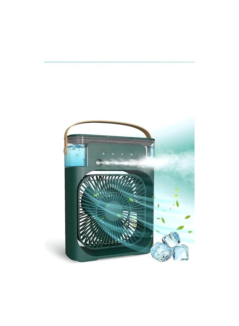 مروحة ومبرد هواء شخصي بـمؤقت و7 ألوان إضاءة – للاستخدام الداخلي والخارجي – أخضر - Image 1